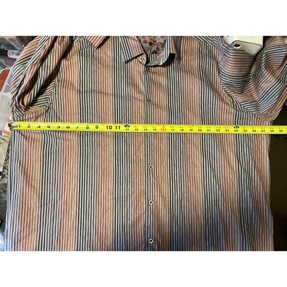 Visconti Gray Vertical Multicolor Striped Button Down Mens Shirt Sz 2XB - Picture 7 of 10